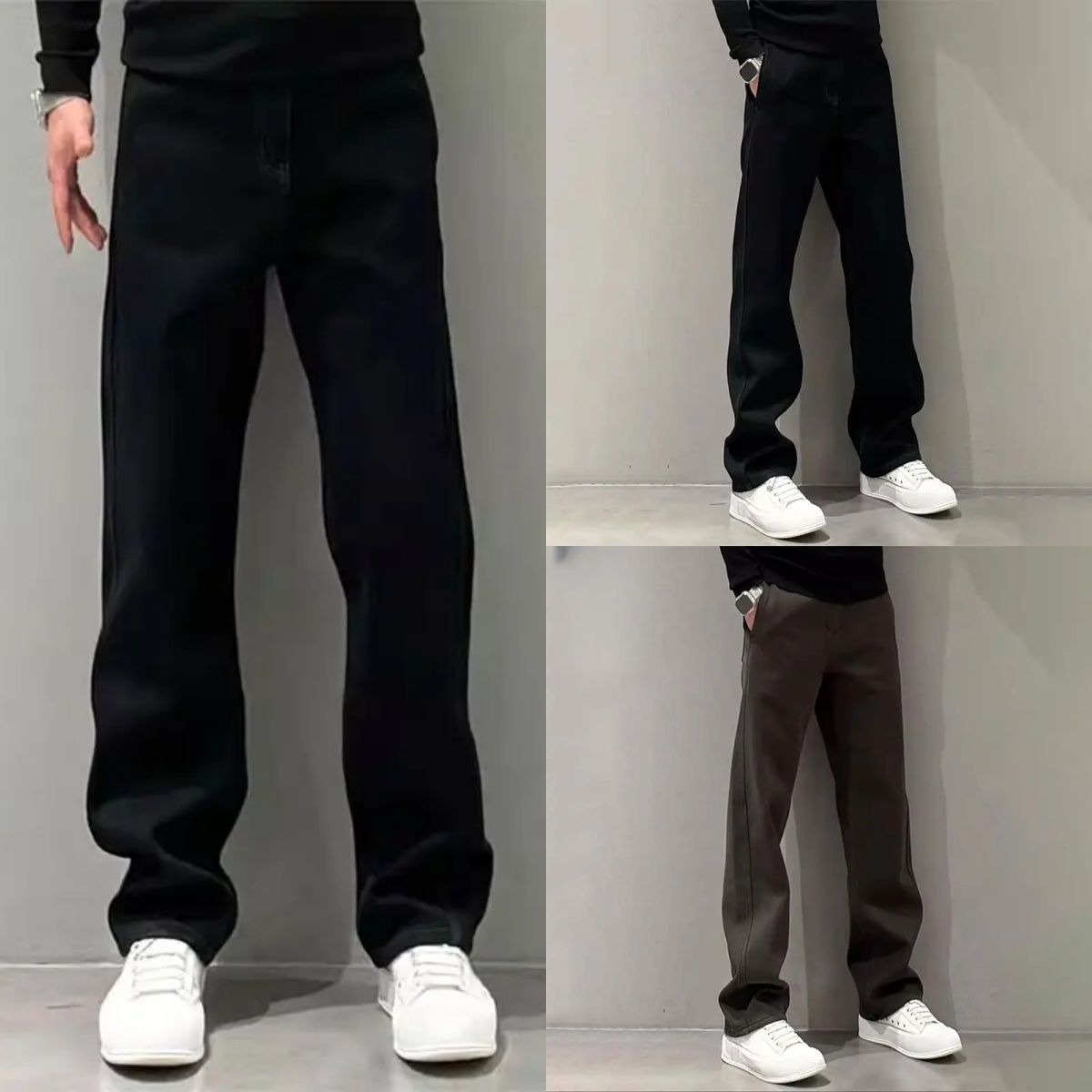 高端潮男穿搭高街长裤秋冬潮流痞帅休闲裤简约百搭显瘦宽松直筒裤