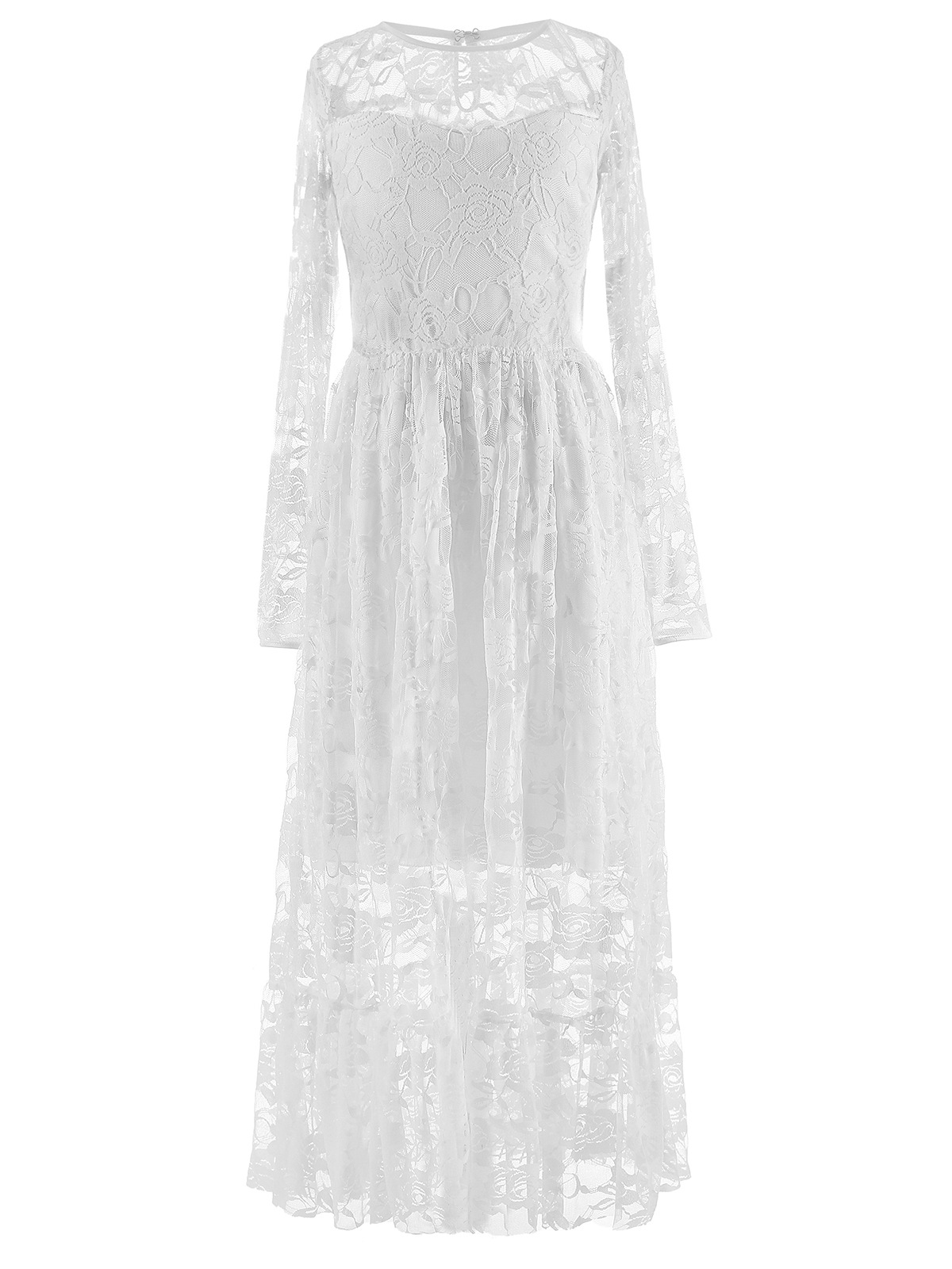 Vestido de novia para niñas, estilo europeo y americano, de encaje, manga larga, vestido de hada, vestido largo para cumpleaños y actuaciones.