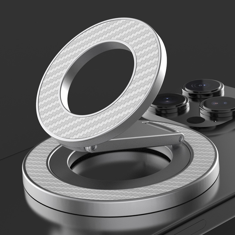 El nuevo soporte magnético de magsafe de doble cara, el nuevo soporte de anillo de aleación de zinc con vetas de fibra de carbono de segunda generación