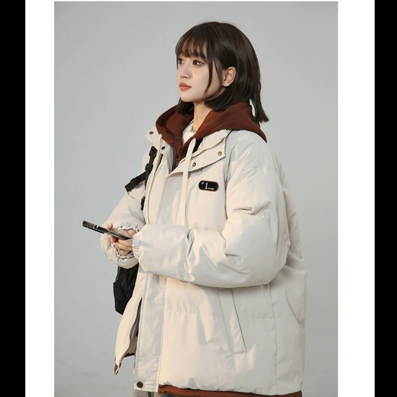 Зимняя хлопковая куртка 2025 года, теплая и утолщенная, новая, имитация двухслойной, парная, свободного кроя, студенческая.