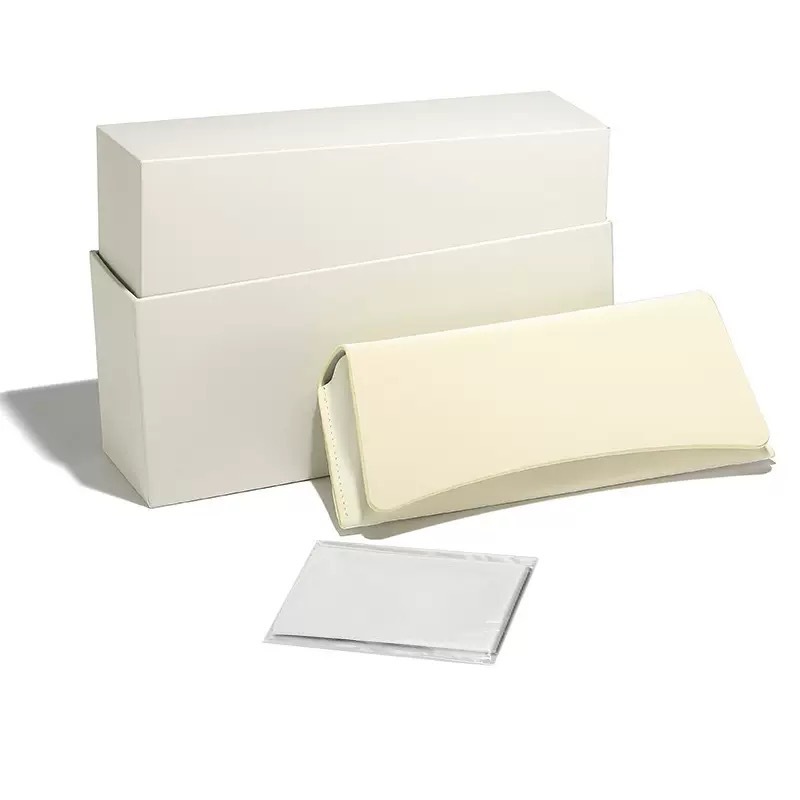 Caja de gafas de sol de moda alta calidad caja de hebilla de cuero caja de moda de alta gama personalidad caja de hierro bolsa de espejo tela