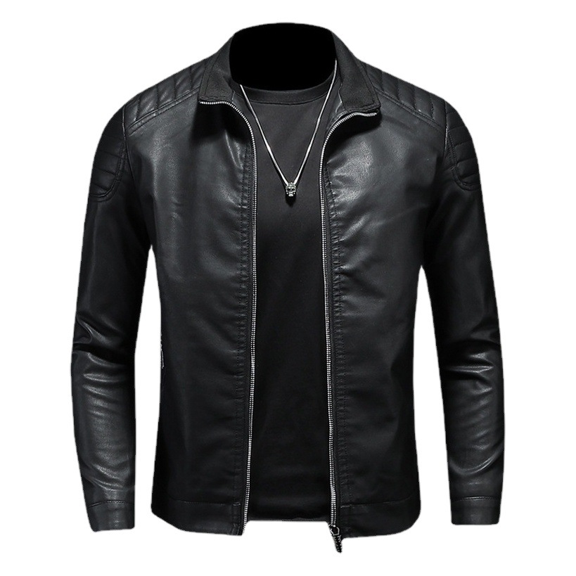 Vertical Collar Leather Jacket Men's Motorcycle Jacket Coat 2025 Autumn and Winter New Leather Jacket Slim-fit Korean Handsome Men's Wear