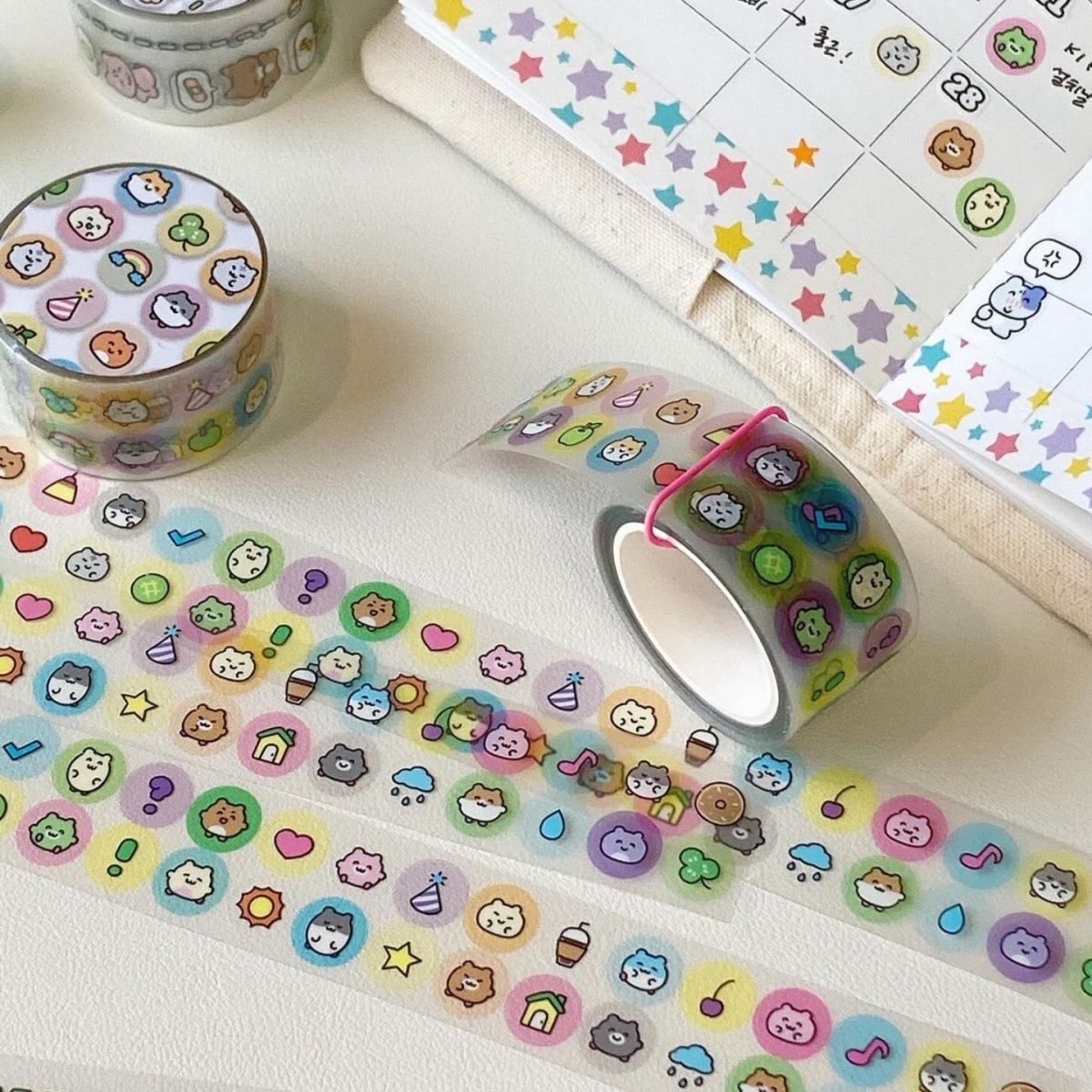 韩国heeheeclub同款胶带基础装饰素材贴纸可爱动物模切胶带卷