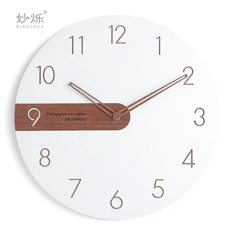 Reloj de pared de madera estilo nórdico - Diseño simple y atmosférico - Para sala de estar y dormitorio - Decoración trendy para Instagram