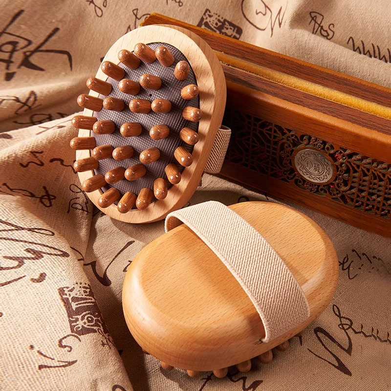 Massage meridian brush, wooden air-cushion handheld massager, portable for body, neck, waist
