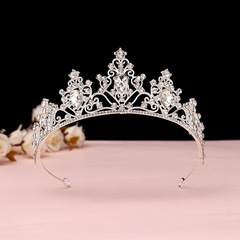 2023新款多色新娘皇冠髮飾歐美跨境生日王冠水晶配飾結婚造型頭飾