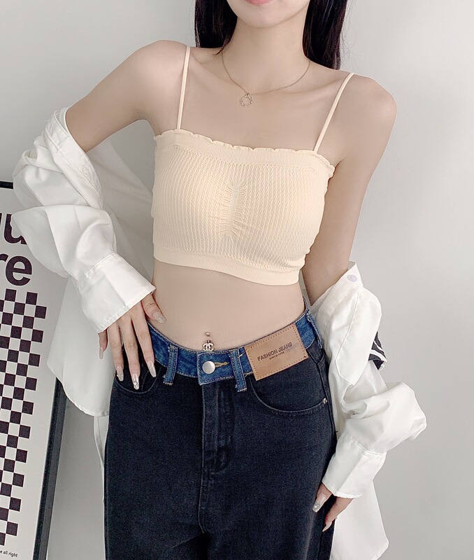 One-piece Wrap Strapless Thin Shoulder Strap Underwear Female Students Anti-slip Anti-slip Wrapping Chest Inner Wear Beautiful Back Bra with Chest Pad