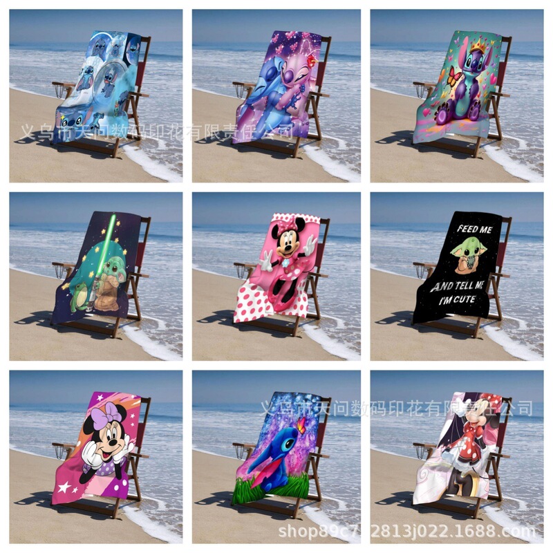 TEMU Xiyin JIT Stitch Mickey Mouse Donald Duck polyester microfiber absorbent beach towel quick-dry towel TEMU Xiyin JIT Stitch Mickey Mouse Donald Duck polyester microfiber absorbent beach towel quick-dry towel