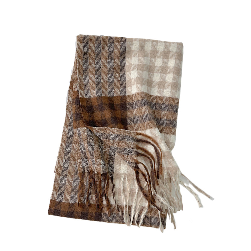 Otoño y invierno retro bufandas calles callejeras británicas atmósfera de estilo universitario temperamento elegante buñuelo