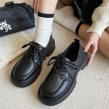 配裙子小皮鞋女2025春秋季新款复古英伦风学生百搭系带厚底增高单
