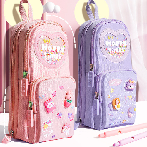 Cute girl school bag pencil case large capacity junior high school student girl pencil case  new style children student girl