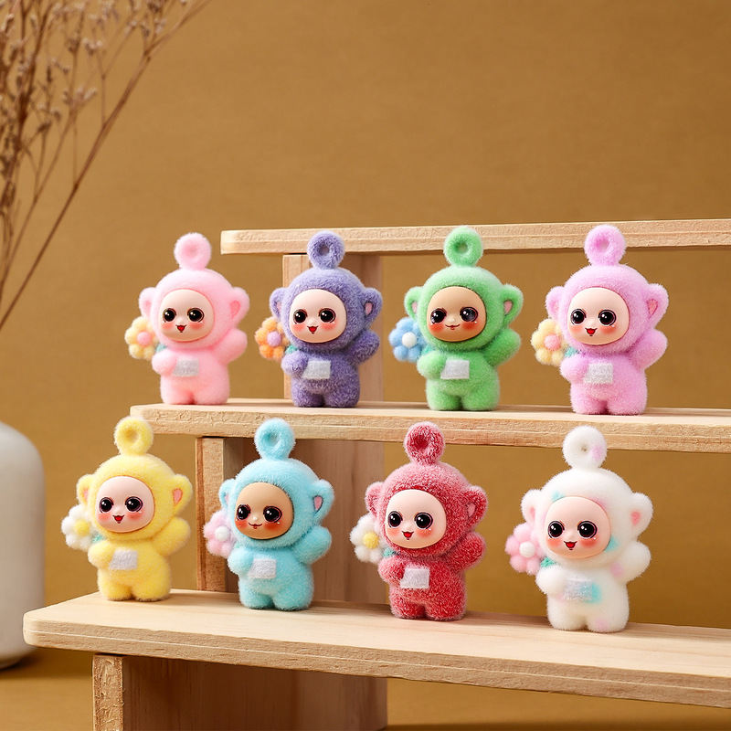 New Product Holding Flower Baby Trendy Cute Doll DIY Keychain Pendant Office Small Ornaments Cultural and Creative Small Gifts