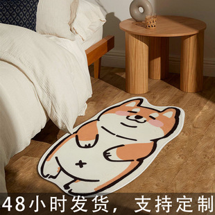 Cartoon Corgi cashmere non-slip living room bed mat mat mat pet dog special carpet floor mat