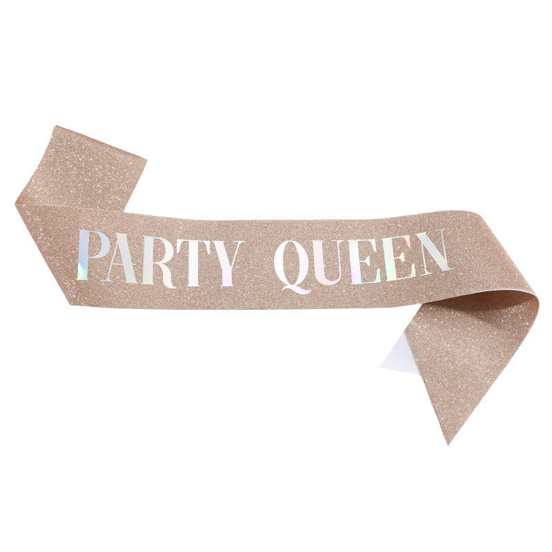 Cumpleaños en stock, banda de cumpleaños, correa de etiqueta, corona de oro rosa, correa de hombro