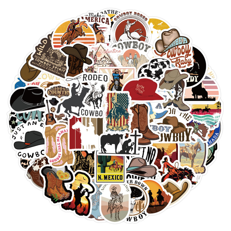 60 New Western Cowboy Cartoon Graffiti Stickers for Cars, Luggage, Water Bottles, Waterproof Wholesale for Vehicle Body 60 New Western Cowboy Cartoon Graffiti Stickers for Cars, Luggage, Water Bottles, Waterproof Wholesale for Vehicle Body