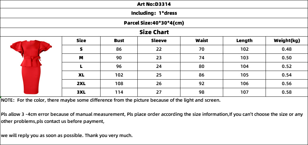 D3314 's New Stylish And Elegant Ruffled Solid Color Bodycon Party African Dress_voghion.com