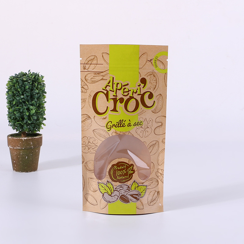 彩印食品包装袋 花样开窗自封自立包装袋 牛皮包装复合袋厂家