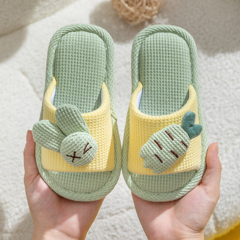 Children's slippers for girls, cute indoor non-slip spring and autumn parent-child slippers for little girls, all-season baby linen slippers for boys