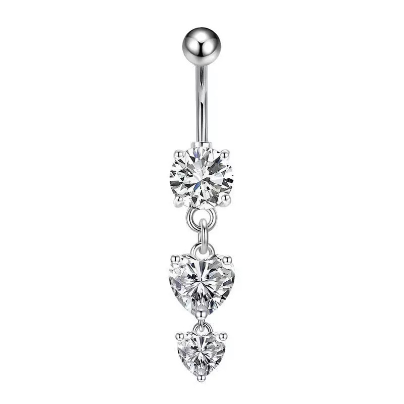 European American Cross-border E-commerce Piercing Jewelry: Navel Rings With Flowers, Hearts, Leaves, And Zirconia In_voghion.com