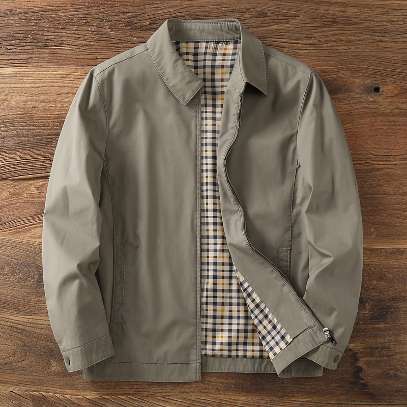Men's Jacket for Spring and Autumn, Middle-Aged Coat, Executive Casual Top, 100% Pure Cotton Men's Clothing, Light Business Style