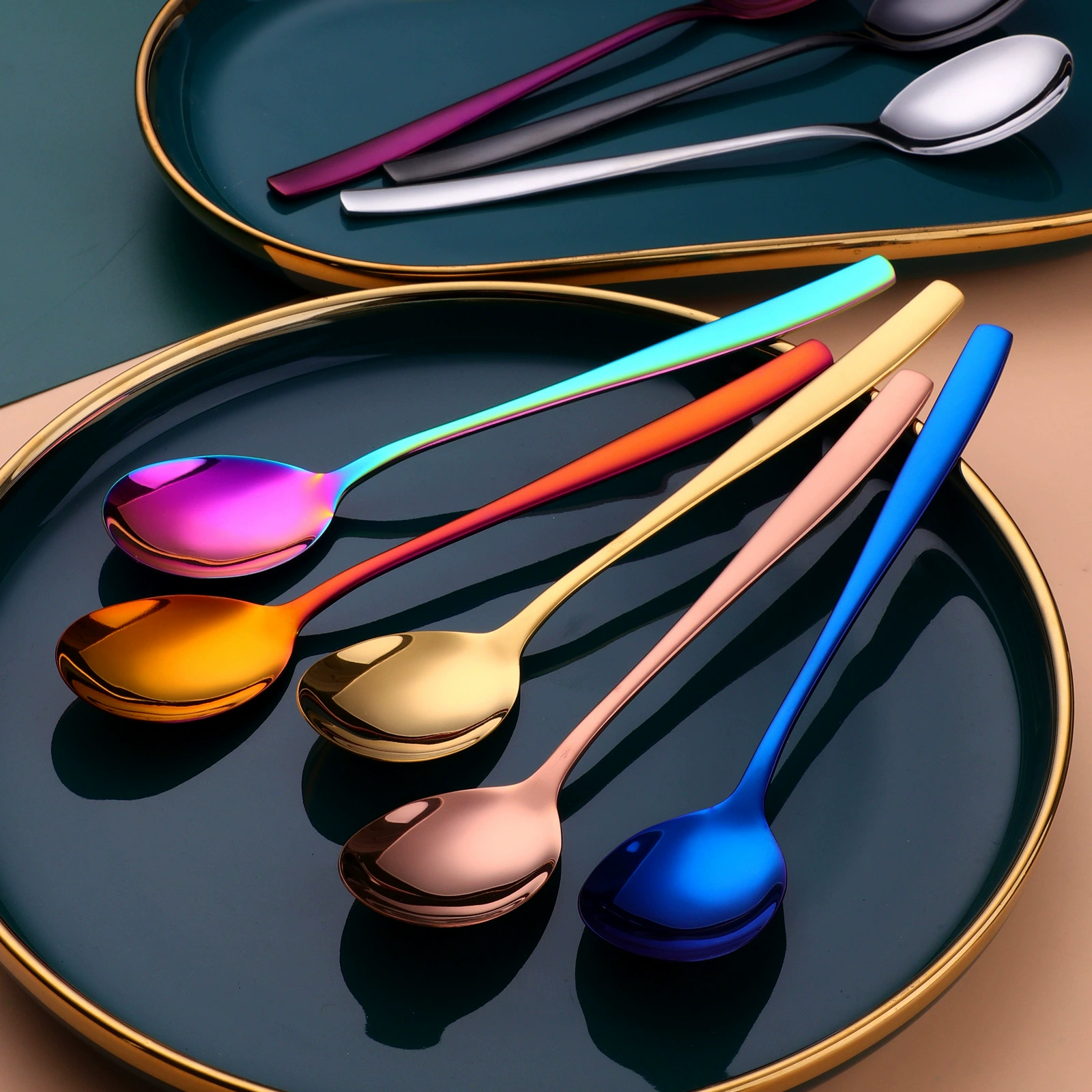 Ложка из нержавеющей стали 304, бытовая ложка с утолщенной длинной ручкой, корейская ложка, ложка для еды, посуда для отелей, ресторанов, ложка для западной кухни