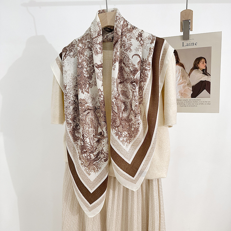 Personalidad coreana de impresión de estepa del león de estilo de alta calidad 90 personaje bufandas decorativas profesionales