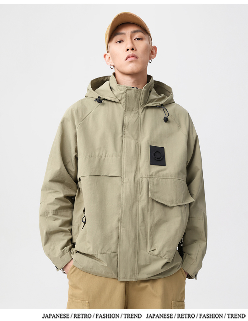 Giacca con cappuccio da uomo stile americano autunno primavera_voghion.com