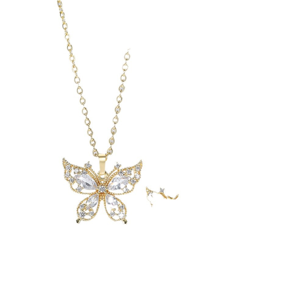 Mariposa transfronteriza conjunto de joyería bronce 14K oro zircon colgante o pendientes de diseño de moda pendientes collar