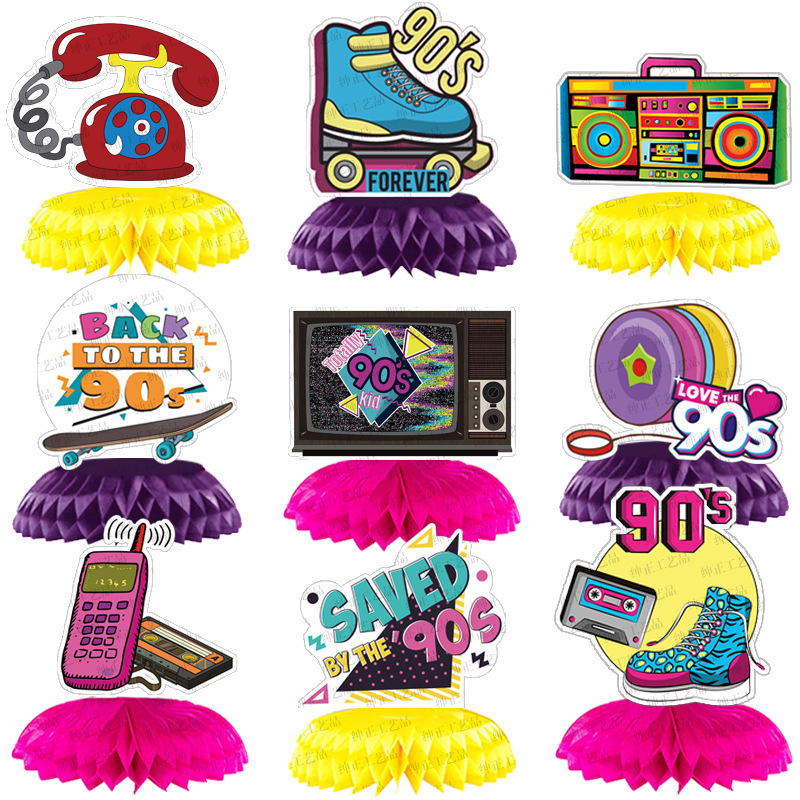 90 s Honeycomb Ball Party Supplies disco Radio Retro Music Honeycomb Decoration Decorations Desktop Ornaments