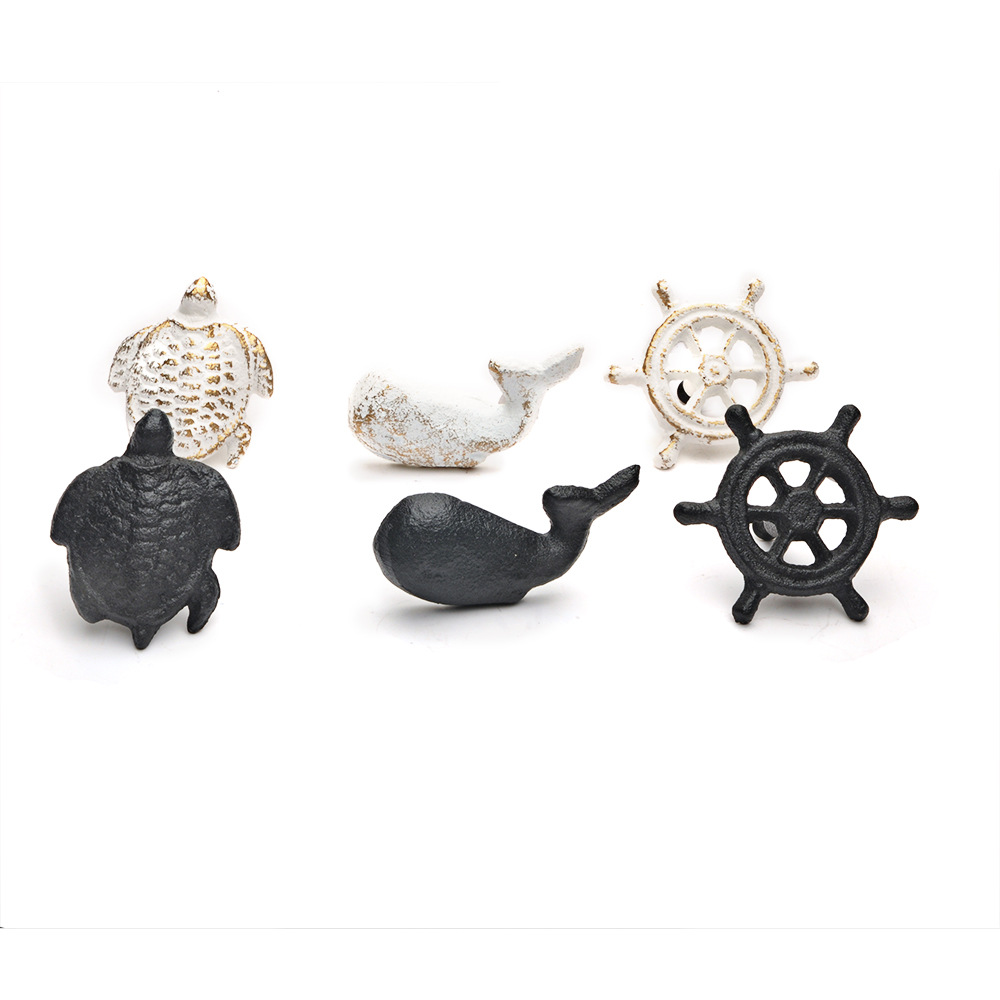 黑白海洋风铸铁拉手 美式家居 儿童房抽屉海星把手单孔北欧衣柜