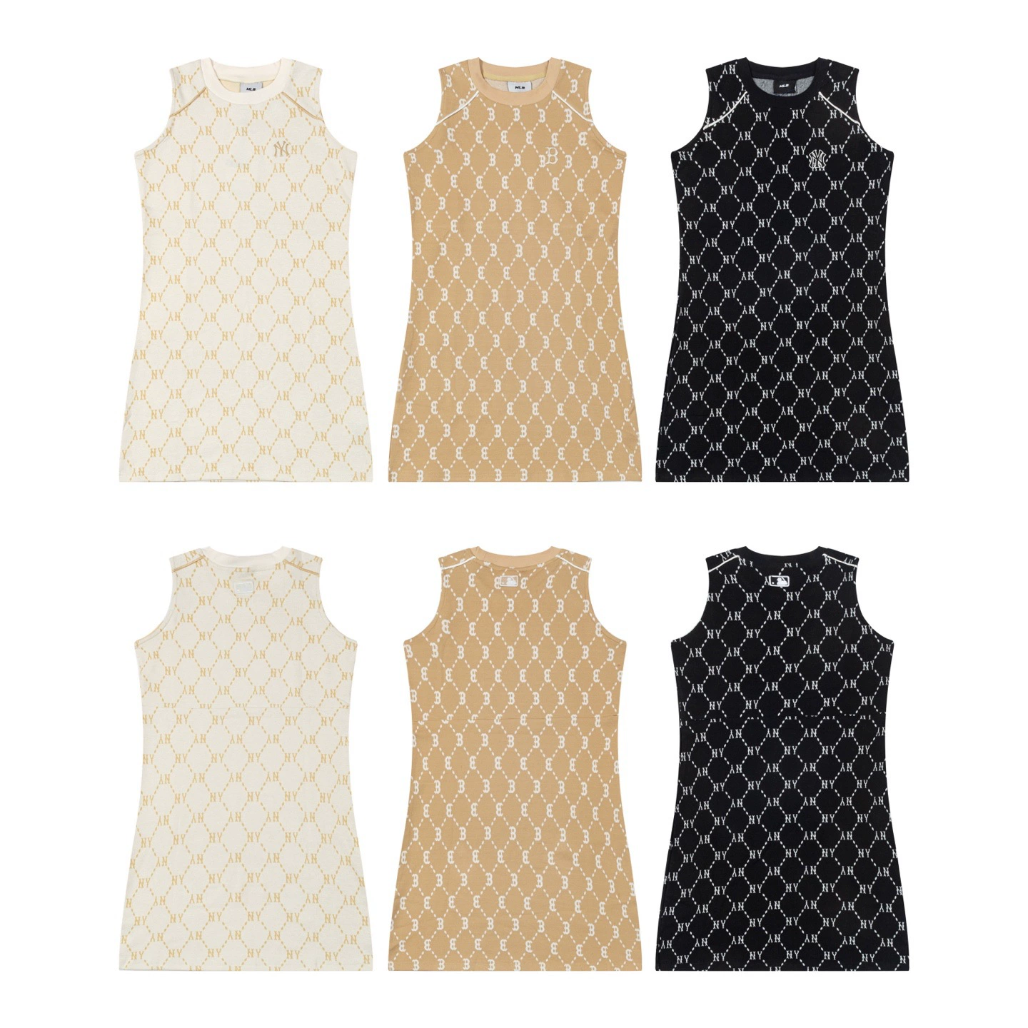 2025 новый летний модный бренд MLB полный принт пресбиопия повседневное поло с коротким рукавом и отложным воротником длинное платье