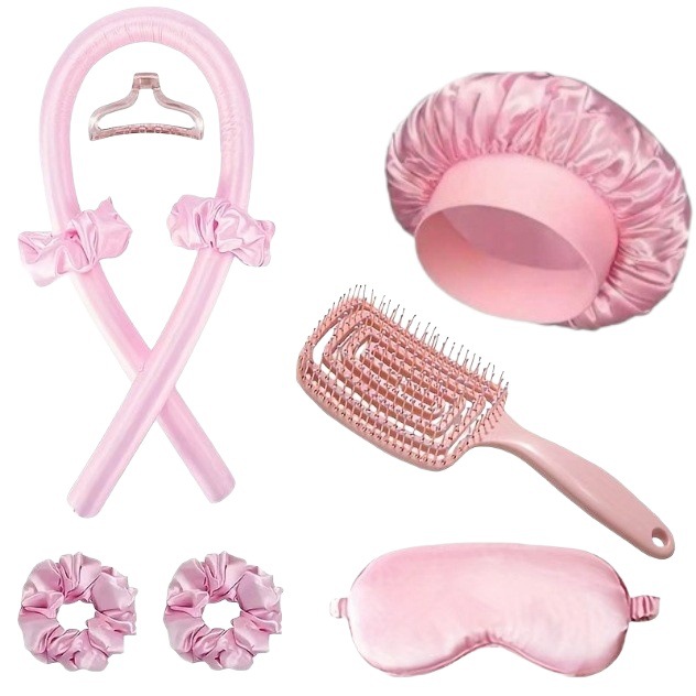 Transfronterizos sin caliente rizos varillas de cabello sombrero de dormir ojos cubierta caja de peine conjunto de rizos de cabello amazon puede hacer rizos de cabello