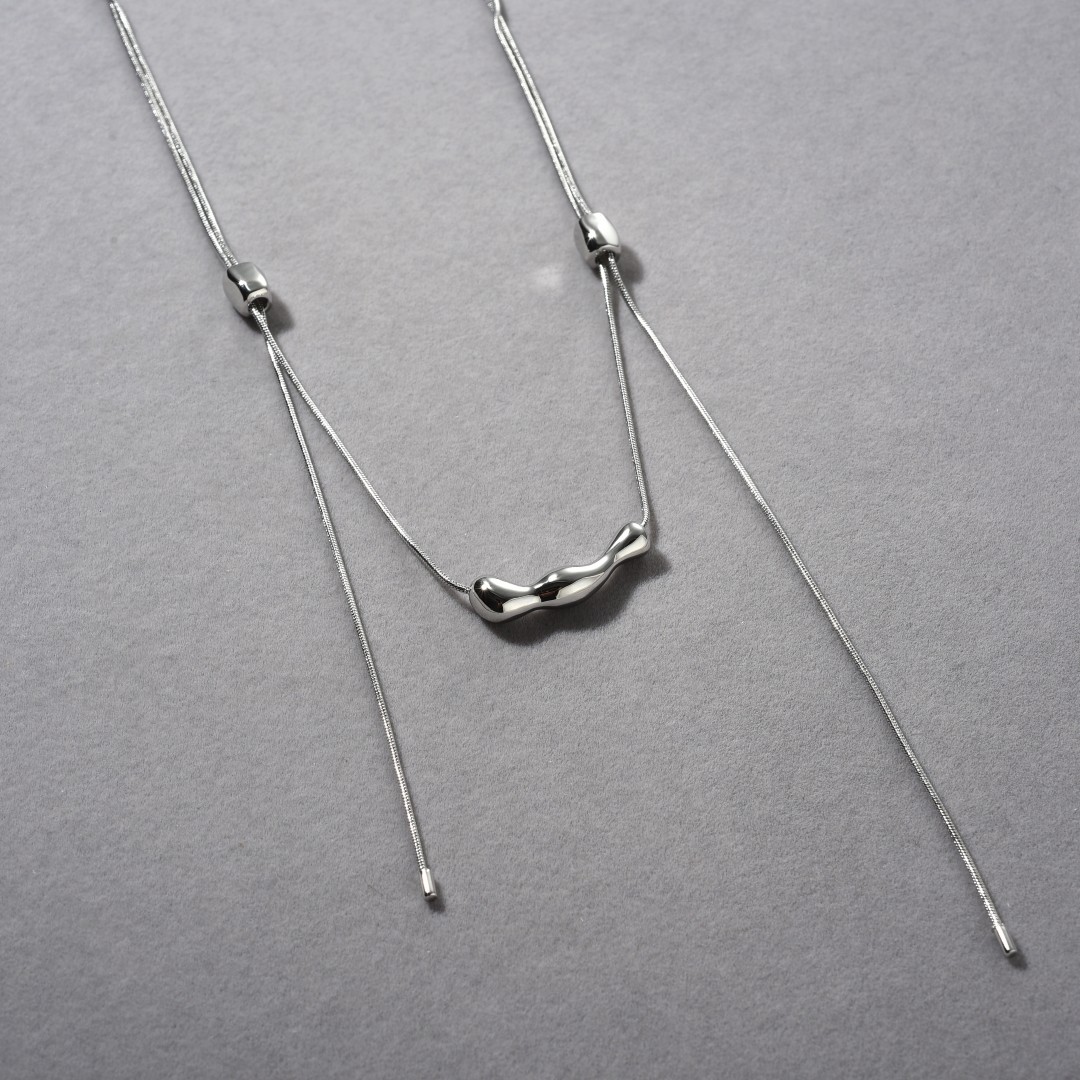 1 Piece Quantity Women's Brass 18K Real Gold Plated Platinum Plated Geometric Lines Adjustable Pull Chain Clavicle Necklace Long Necklace Brass Jewelry
