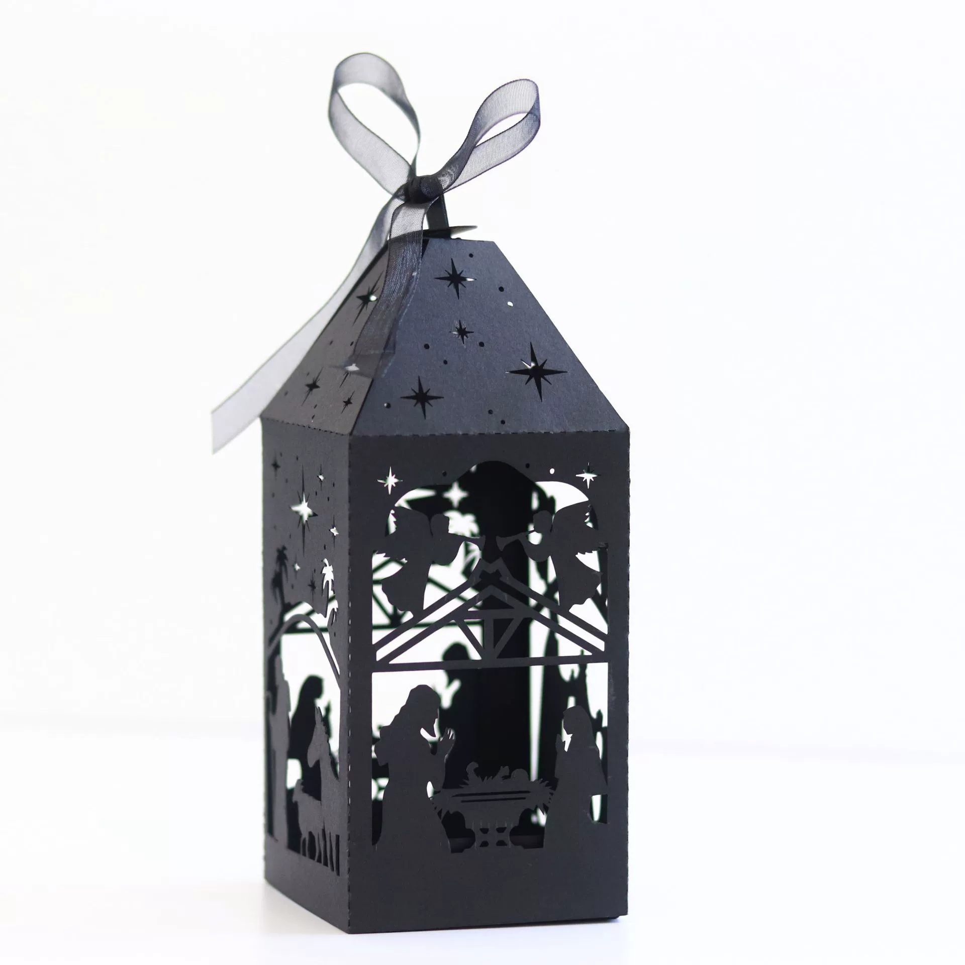 Рождественская тема Иисус бумажный свет резьба лазер полый обеденный стол декоративный черный 350G бумажный абажур атмосфера ночной свет