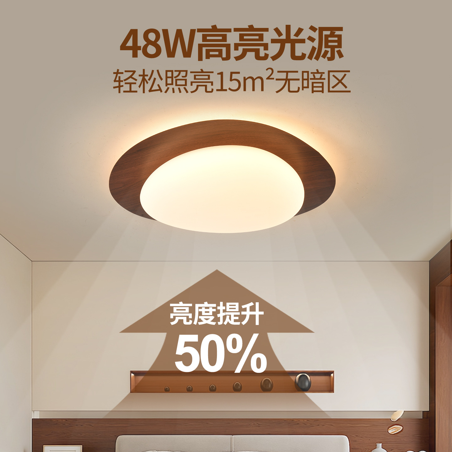 Grand View Garden medieval dormitorio lámpara de techo 2026 nuevo simple guijarro madera color cálida lámpara de habitación L375
