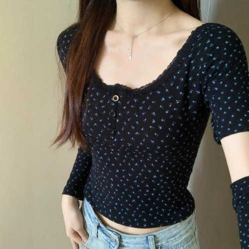 velvet base shirt with Autumn and winter warm velvet floral long-sleeved T-shirt for women pure desire design slim fit and slim inside