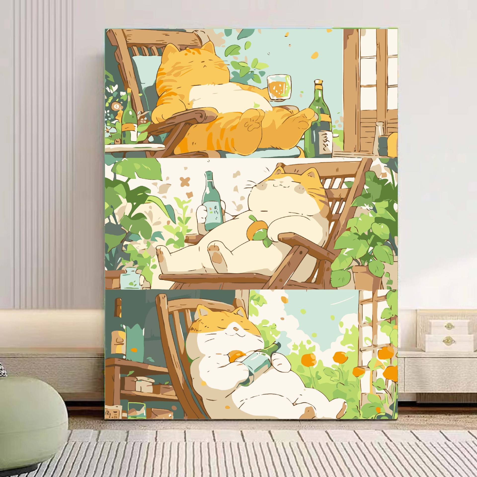 Verano tiempo bricolaje pintura al óleo digital relleno acrílico pintado a mano ilustración hecha a mano sistema curativo descompresión pintura al óleo