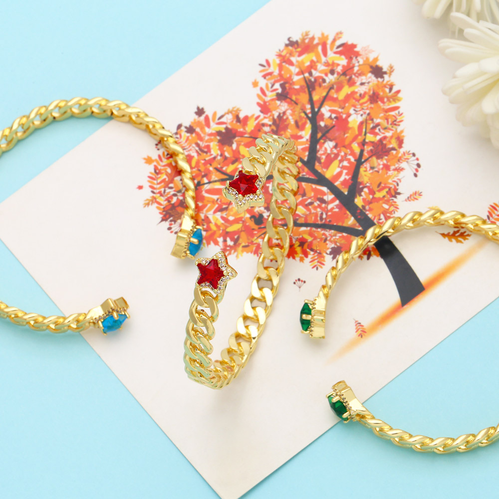 Fashion Star Copper Bangle Inlay Zircon Copper Bracelets