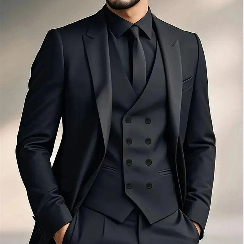 Men's slim-fit business casual suit for weddings, work, and formal occasions, European and American style three-piece suit, professional attire, groomsmen group wear