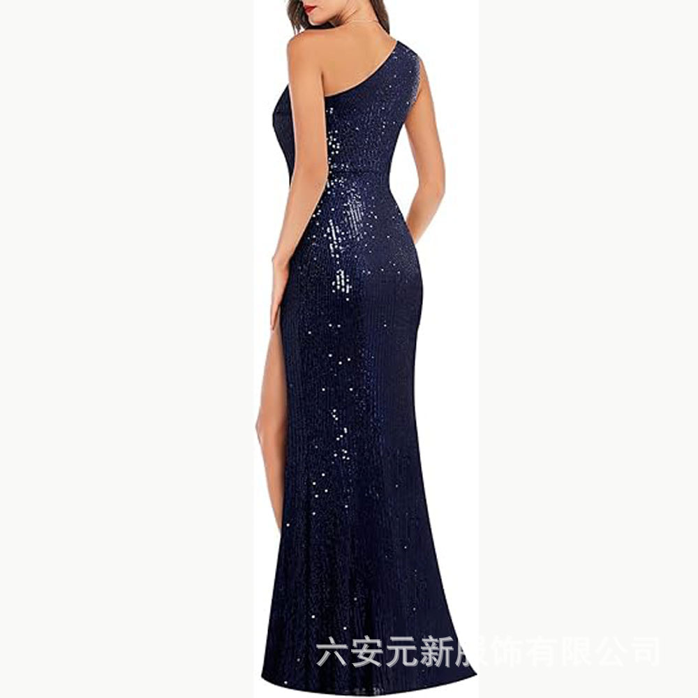vestido de fiesta de mujer esquinilla sexy hombro largo vestido formal de sirena vestido de noche baile