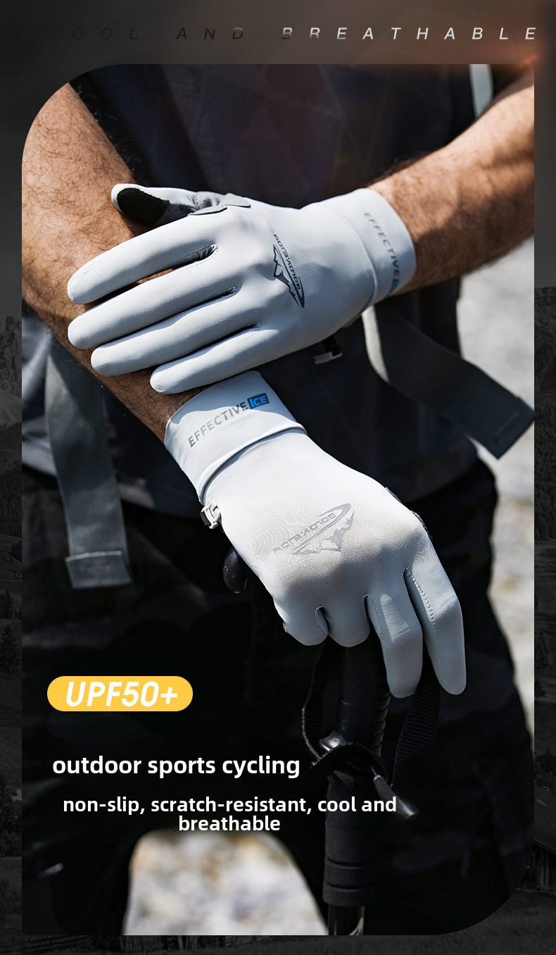 Ice Silk sun protection gloves men's summer UV protection outdoor sports fishing gloves non-slip open finger touch screen XG59_maomaolike.com