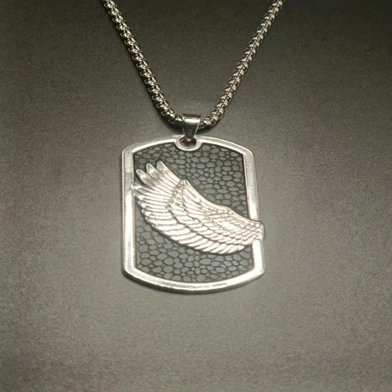 New Wind Titanium Steel Hip Hop Wings Pendant Sweater Chain Accessories Instagram Men's and Women's Minimalist Military_voghion.com