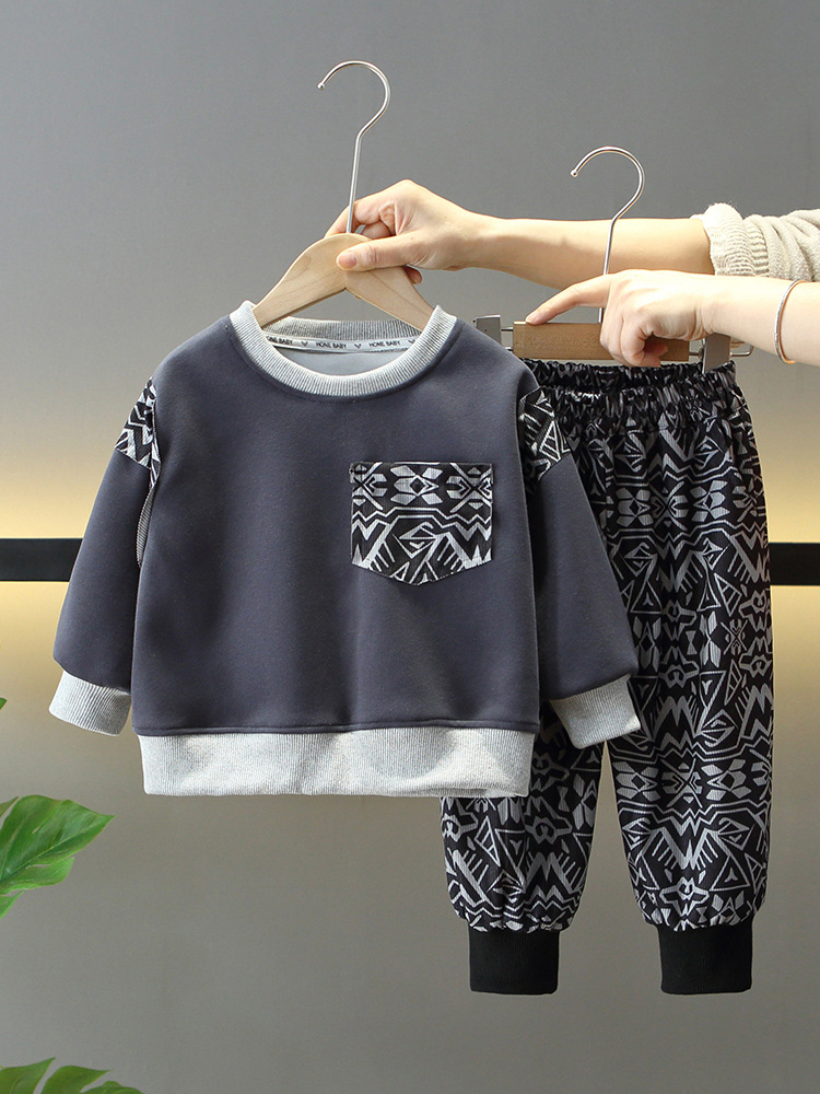 7715 ropa para niños traje de primavera para niños 2025 nuevo suéter para niños de dos piezas ropa de primavera y otoño de moda para bebés