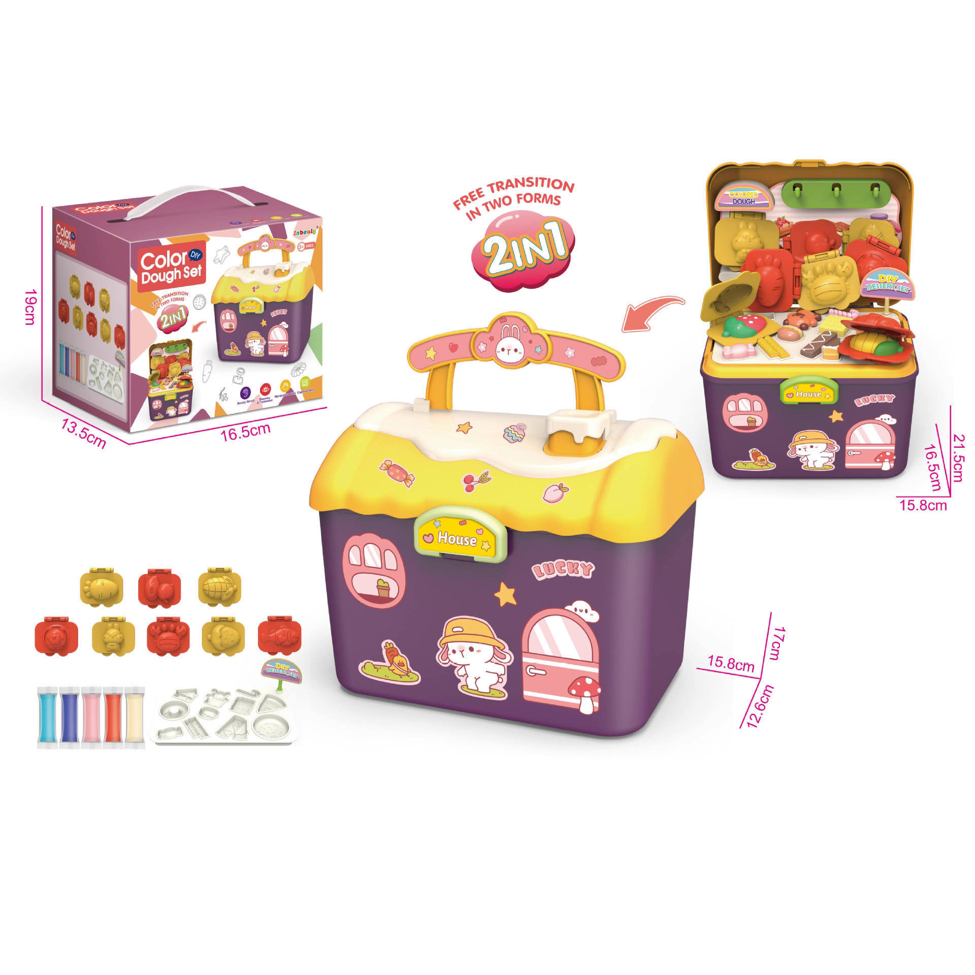 Simulación transfronteriza mini cocina doctor postre mascota set de barro de color usado caja de almacenamiento de juguetes casera
