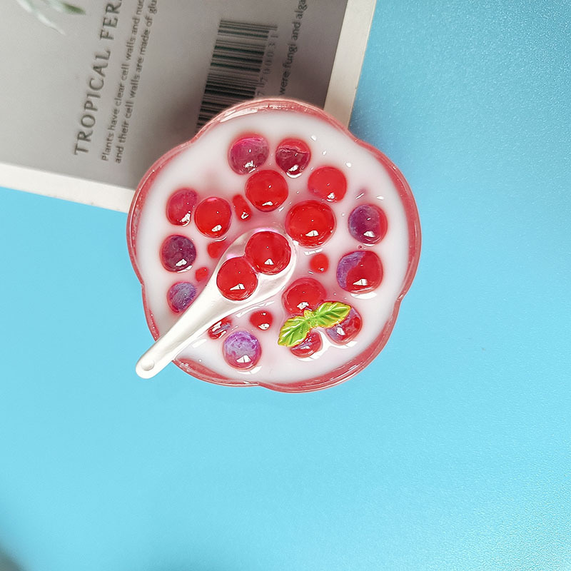 创意美食冰箱贴 仿真冰粉 牛奶水果波波球抖音爆款食玩树脂磁力贴