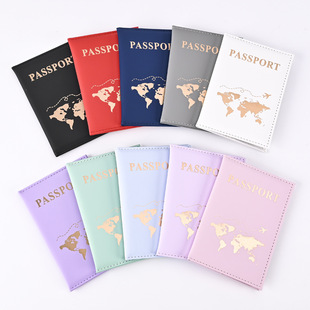2025 Cross-Border Popular Plain Texture Pu Passport Protective Cover Passport Holder Ticket Holder Passport Ready Stock Factory Direct Sale
