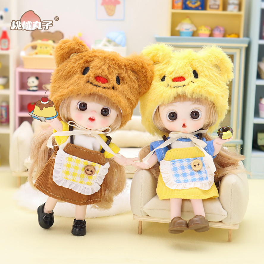 Peach Peach Balls Butter Sweetheart Bear BJD Same Dress-up Doll ob11 Fashionable Ornaments 4.5 Inch Doll