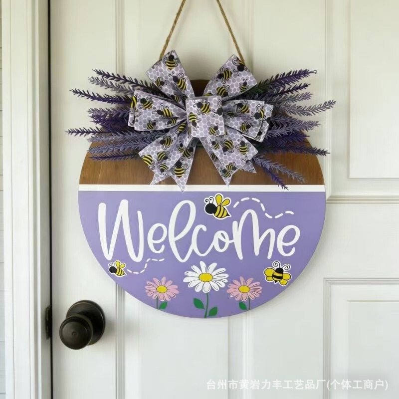 Wooden Welcome Sign Farmhouse Porch Wreath Thanksgiving Wooden Hanging Welcome Sign Decoration Front Door Plaque