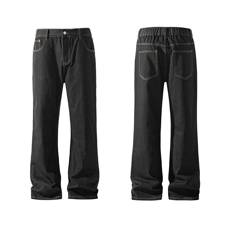 美式复古原牛丹宁牛仔裤男秋季新款潮流大码显瘦cleanfit微喇裤子