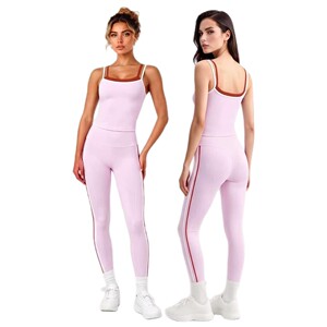 AYM044480 Color-Block Yoga Set Backless Tight Dual-Strap Top Naked Feel Leggings Aoyema wholesale